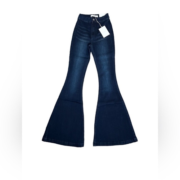 Kancan Dark Wash High Rise Flare Jeans - Picture 3 of 15